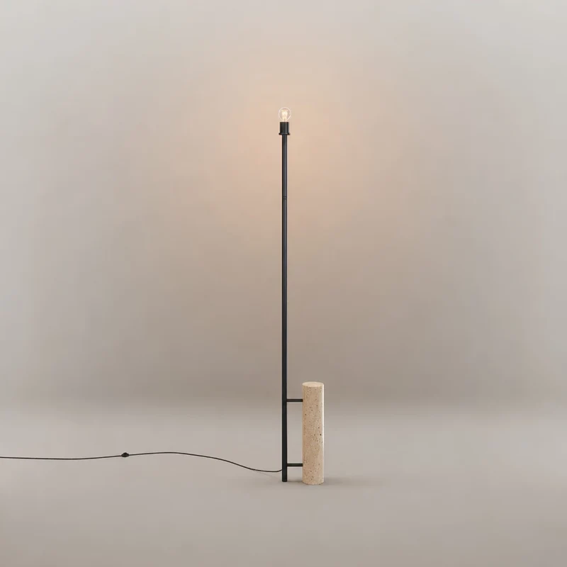 s.luce Cruet Stehlampe Travertin-Stein Schwarz