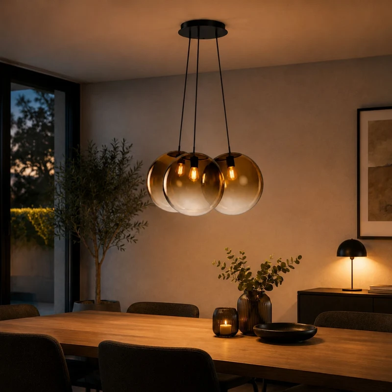 s.luce Orb Cluster Glas-Pendelleuchte 3-flammig 3x30cm