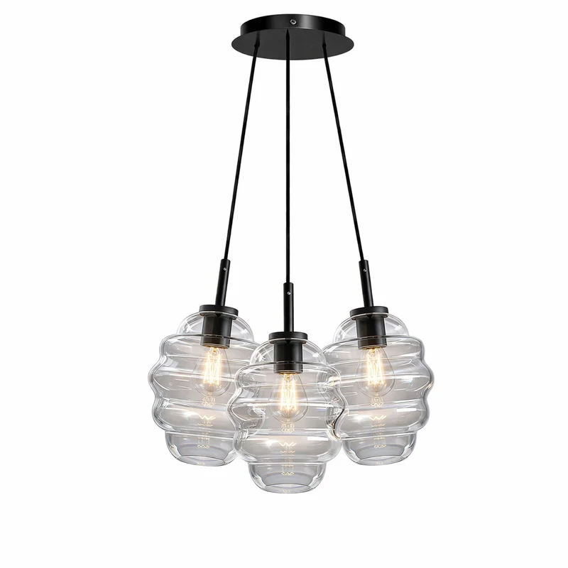 s.luce Echos Cluster Glas-Pendelleuchte 3-flammig 3x25cm