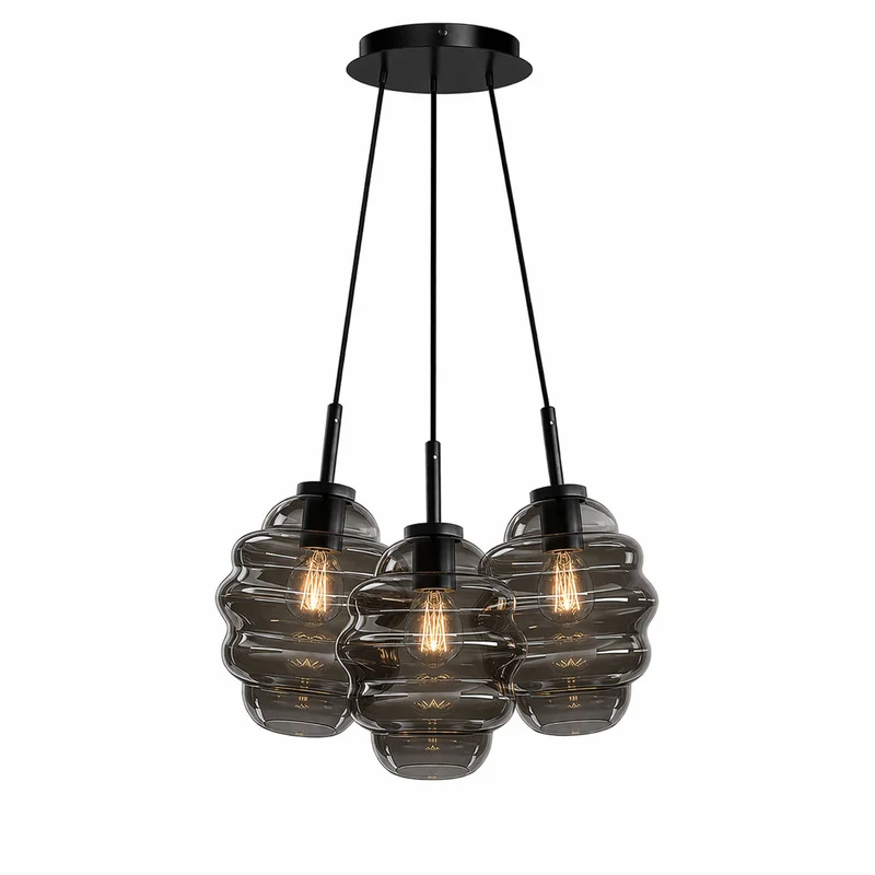 s.luce Echos Cluster Glas-Pendelleuchte 3-flammig 3x25cm