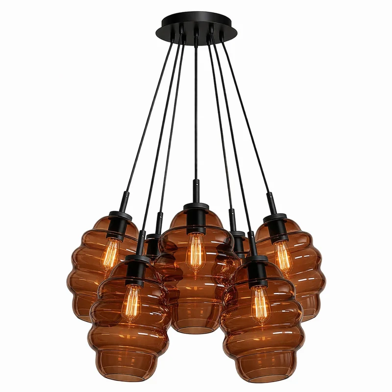 s.luce Echos Cluster Glas-Pendelleuchte 7-flammig 7x25cm
