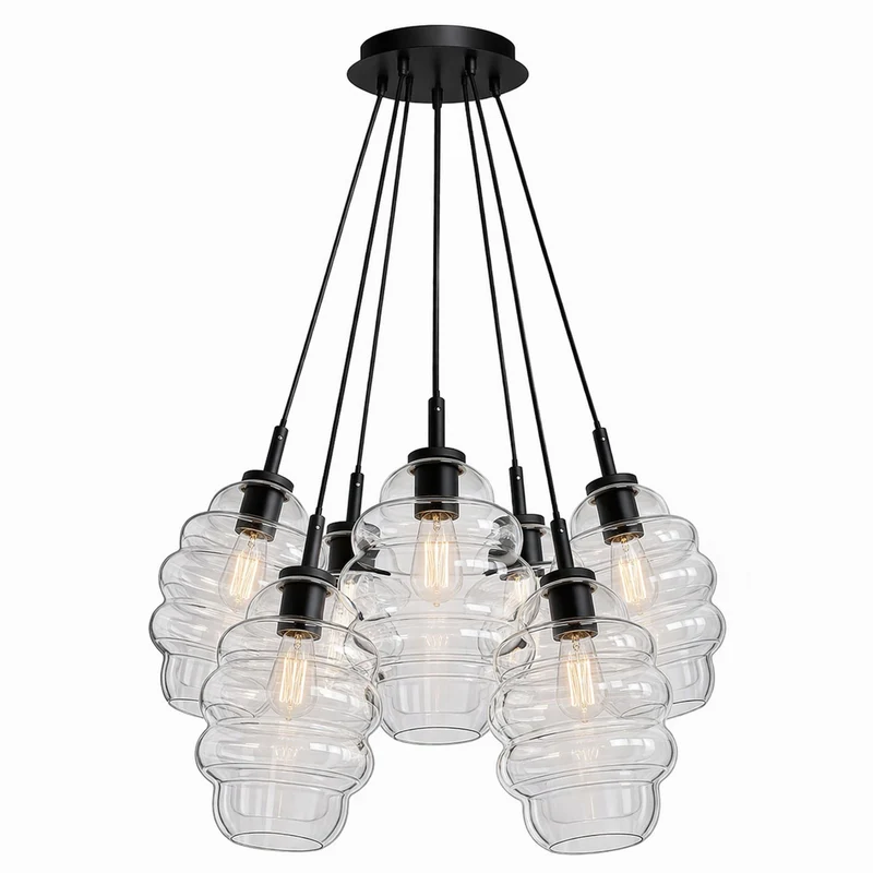 s.luce Echos Cluster Glas-Pendelleuchte 7-flammig 7x25cm