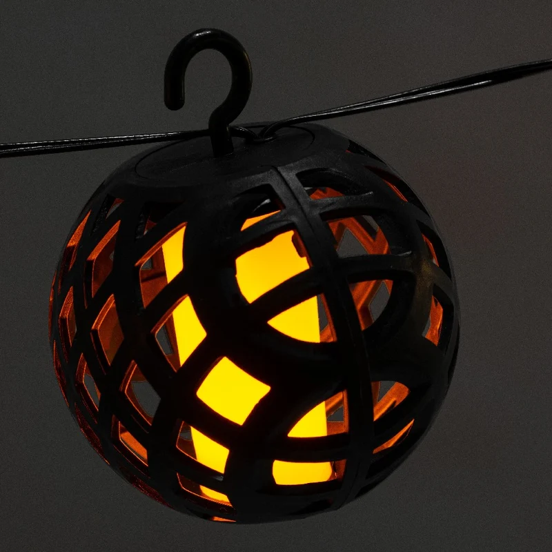 Lumineo Solarbetriebene LED-Lichterkette, 8 Mini-Laternen mit Flackereffekt, 175cm, warmweiß
