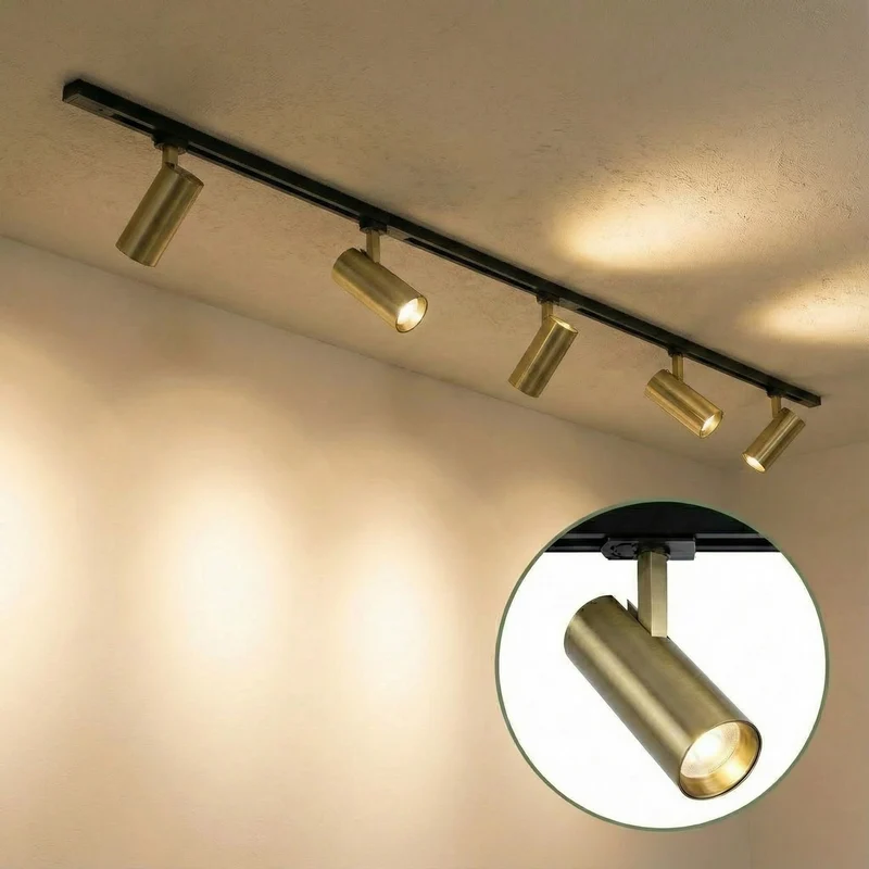 LED 1 Phasen Schienenstrahler | ELMER | 10 Watt | Messing | Dimmbar | Farbtemperatur einstellbar