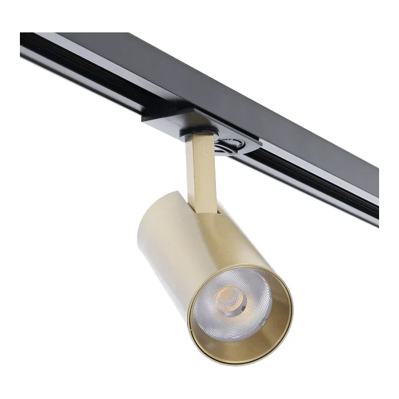 Einphasige Schienenbeleuchtung / Schienensystem | 200 cm | Schwarz | 4 Messing-Schienenstrahler | Dimmbar | Einstellbare Lichtfarbe