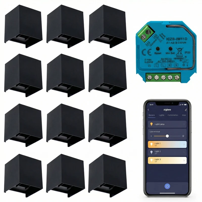 12x | SMART Cube Wandleuchte | Dimmbar | Zigbee | Schwarz | Farbtemperatur einstellbar | Hue-kompatibel