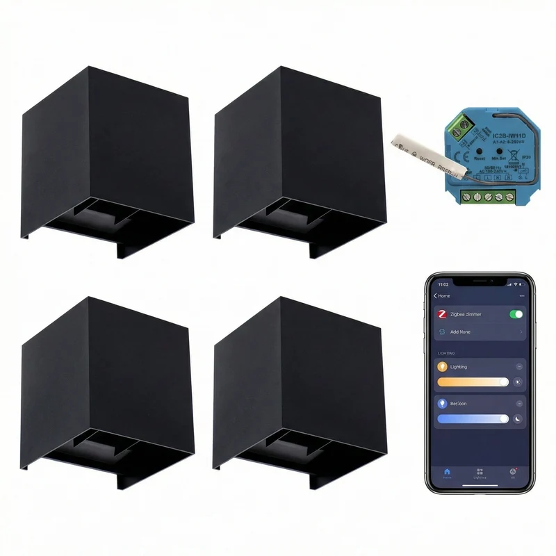 4x SMART Cube Wandleuchte | Dimmbar | Zigbee | Schwarz | Farbtemperatur einstellbar | Hue-kompatibel