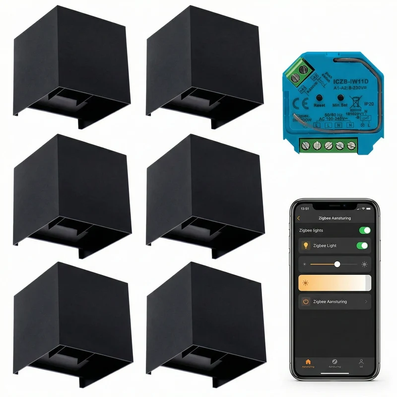 6x SMART Cube Wandleuchte | Dimmbar | Zigbee | Schwarz | Farbtemperatur einstellbar | Hue-kompatibel