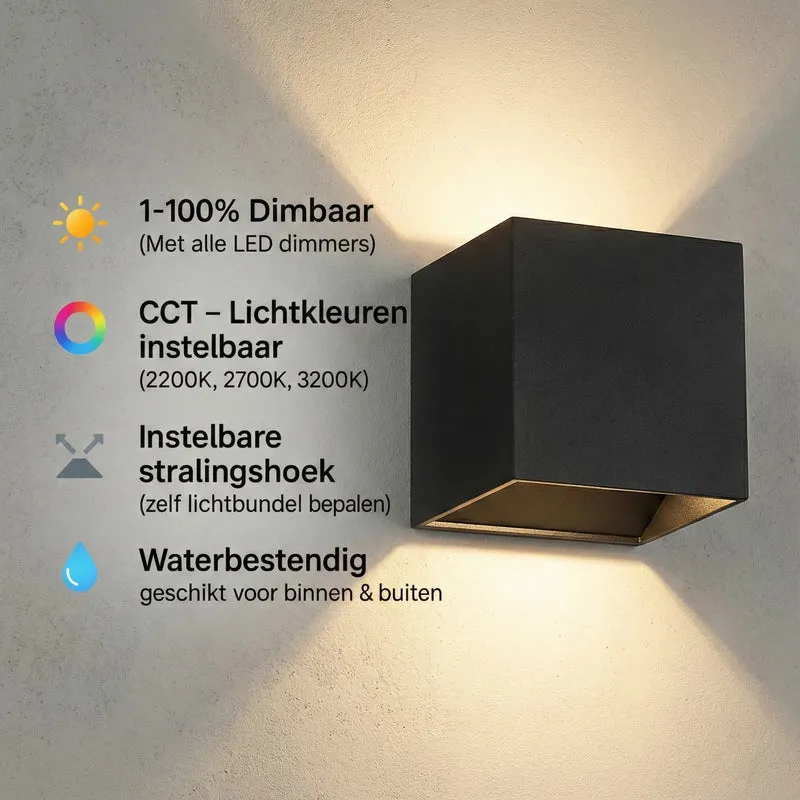 8er-Set Würfel-Wandleuchten | Kabellos dimmbar | Schwarz | Farbtemperatur einstellbar | Inkl. Fernbedienung