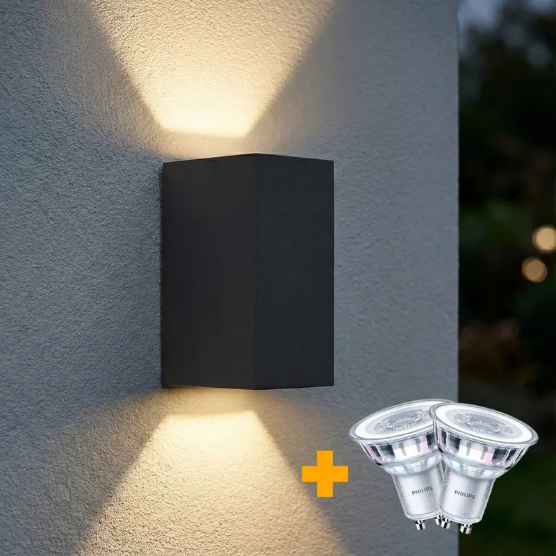 Philips LED-Wandleuchte | Außenleuchte | San Francisco | Inkl. 2 Philips Leuchtmittel | Schwarz