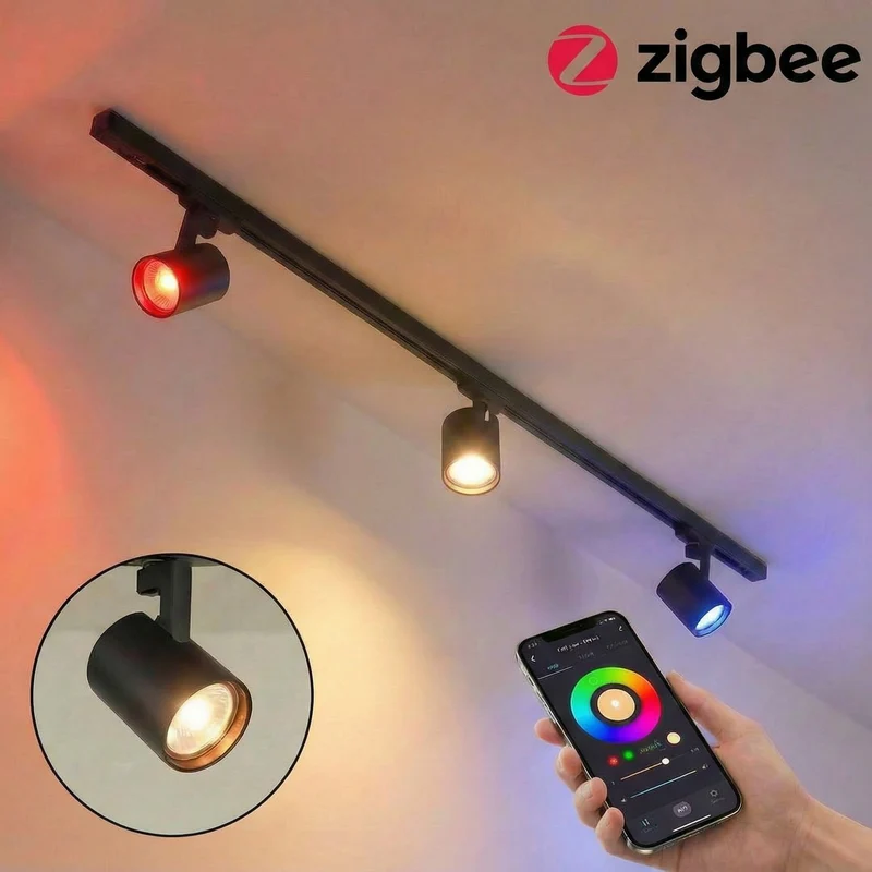 Intelligente 1-Phasen-Schienenbeleuchtung | 100 cm | 3 PLUTO-Schienenstrahler | Inkl. Zigbee-Strahler | Hue-kompatibel | Schwarz