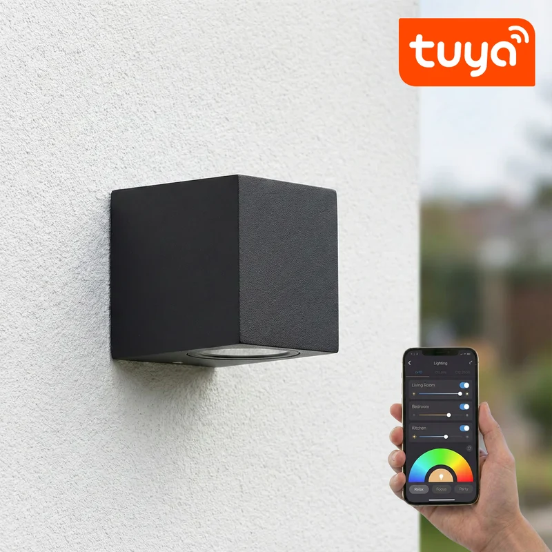 Intelligente LED-Wandleuchte | Tuya / WLAN | San Diego | Leuchtmittel inklusive | Schwarz