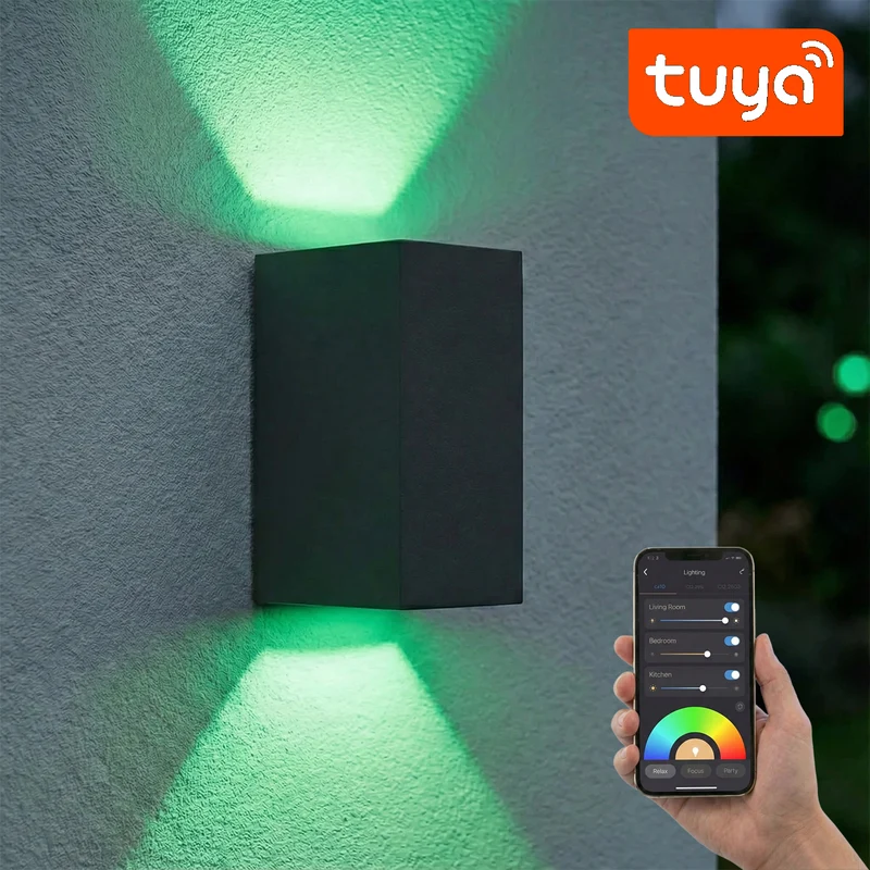 Intelligente LED-Wandleuchte | Tuya / WLAN | San Francisco | Inkl. 2 Leuchtmittel | Schwarz
