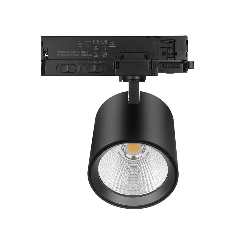 3-Phasen-Schienenstrahler | KONE | 10W-20W-30W | Schwarz | Dimmbar | CCT-Schalter