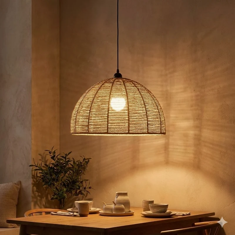 Hanglamp Rotan | Ø45 cm | E27 | Naturel + Zwart | Eettafel | Tutti