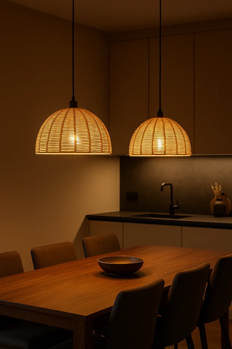 Hanglamp Rotan | Ø45 cm | E27 | Naturel + Zwart | Eettafel | Tutti