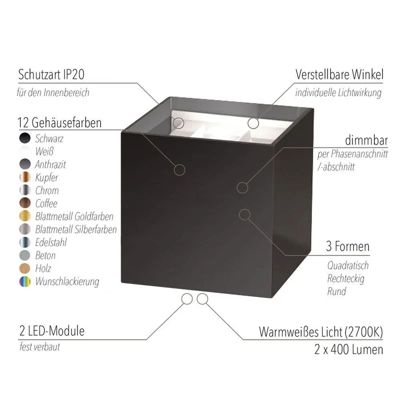 s.luce Ixa LED High Power Wandlampe IP20