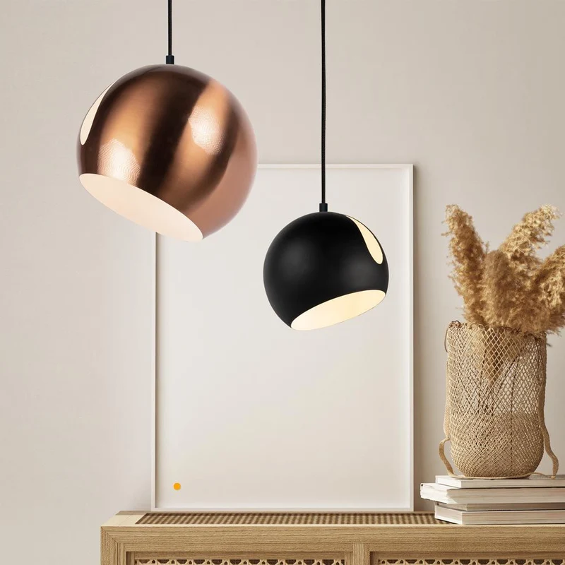 s.luce Ball Metall Pendelleuchte mit drehbarem tauschbaren Schirm