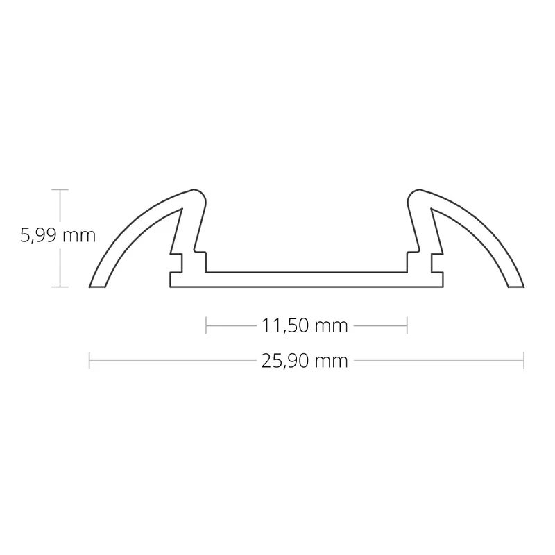 Alu Aufbau-Profil, flach, mit Flügelblenden, 1000mm
