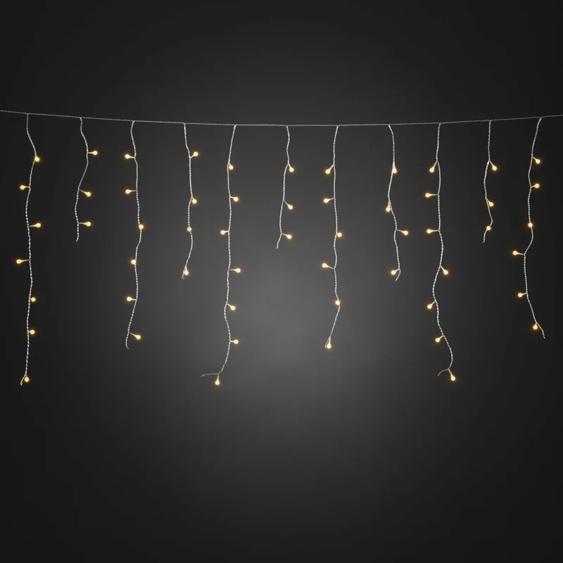 Konstsmide LED-Lichtervorhang, 336 bernsteinfarbene LEDs, 8 Funktionen, Timer, Dimmer, appgesteuert
