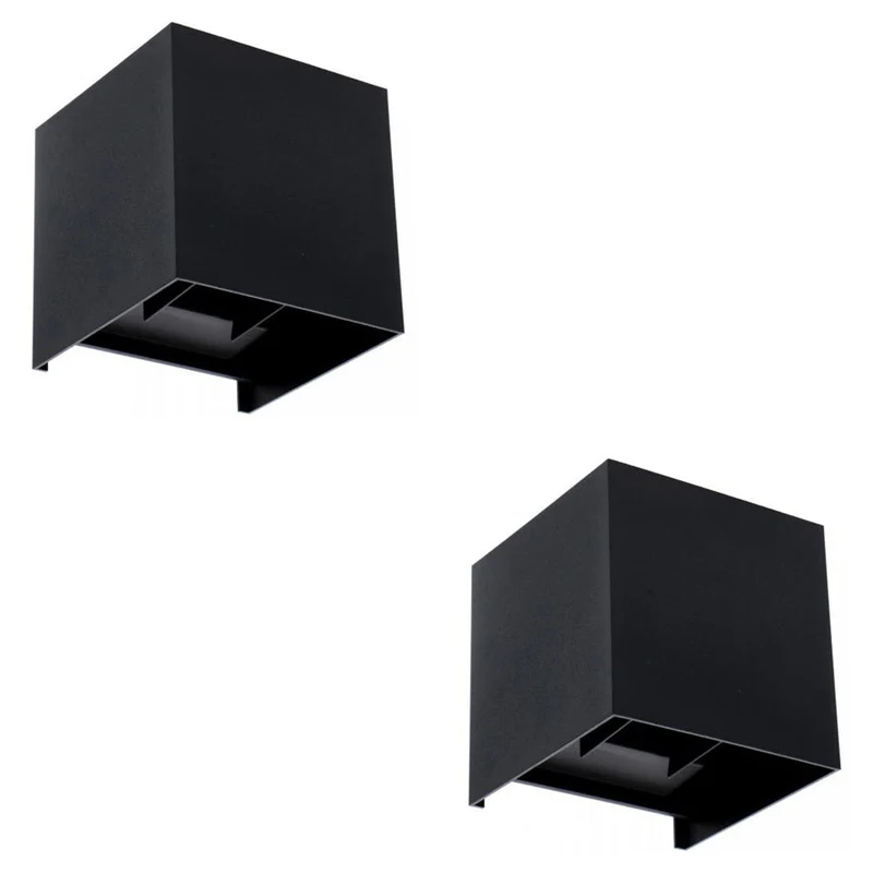 2x LED-Wandleuchte | Innen und außen | Dimmbar | Schwarz | Einstellbare Lichtfarbe | inkl. Leuchtmittel