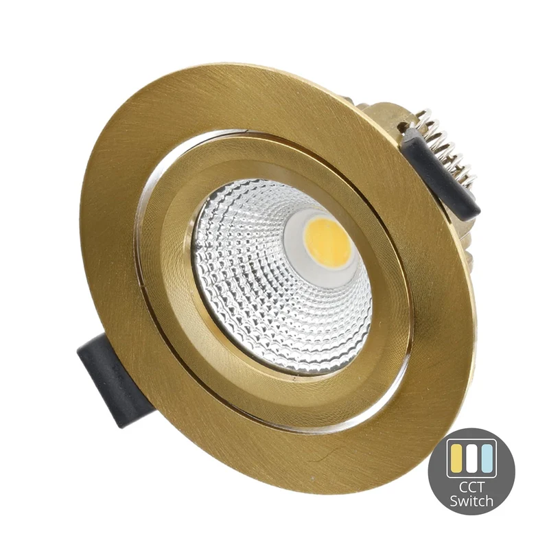 LED Einbaustrahler | VARDA | 6W | CCT Schalter | Rund | Messing | Geringe Einbautiefe
