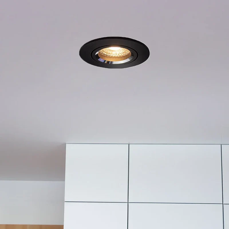 LED-Flacheinbaustrahler 6 Watt | Dimmbar | 70mm | neigbar | schwarzes Silber