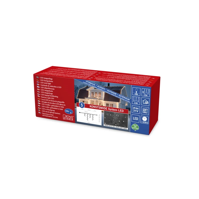 Konstsmide LED-System 31V, LED-Eisregenlichtervorhang, 100 warmweiße LEDs, IP44