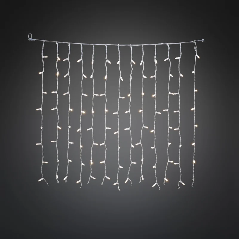 Konstsmide Maxi LED Kompakt System Basis-Set, LED-Lichtervorhang, 104 warmweiße LEDs, inkl. 24V-Außentrafo, IP44