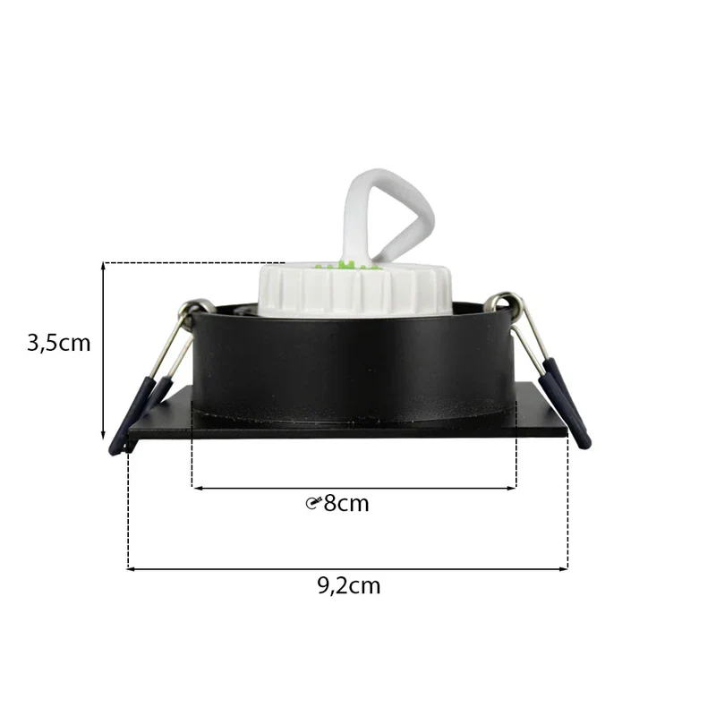 LED-Flacheinbaustrahler 6W | Dimmbar | 80mm | Schwarz | Quadrat