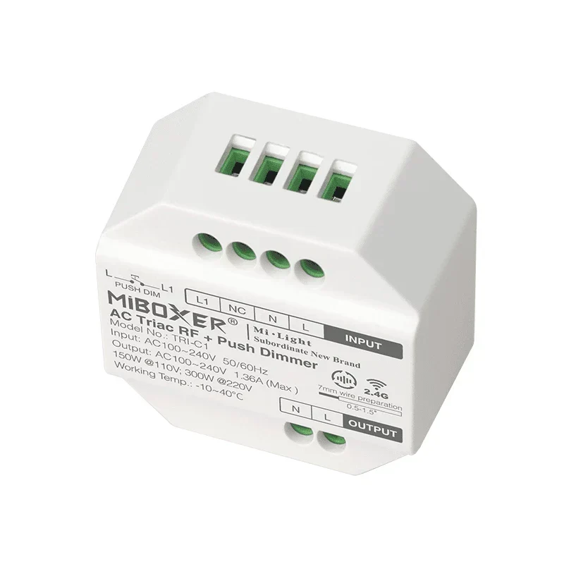 Bundle-Paket | 1x Triac-Funkdimmer | 100-240V | inkl. Mi-light-Fernbedienung | Weiß