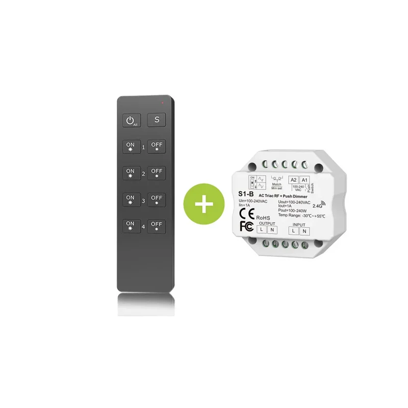 Bundle-Paket | AC Triac RF-Funkdimmer | 100-240V | inkl. Fernbedienung