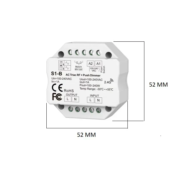 Bundle-Paket | 2X AC Triac RF kabelloser Dimmer | 100-240V | inkl. 1X Fernbedienung