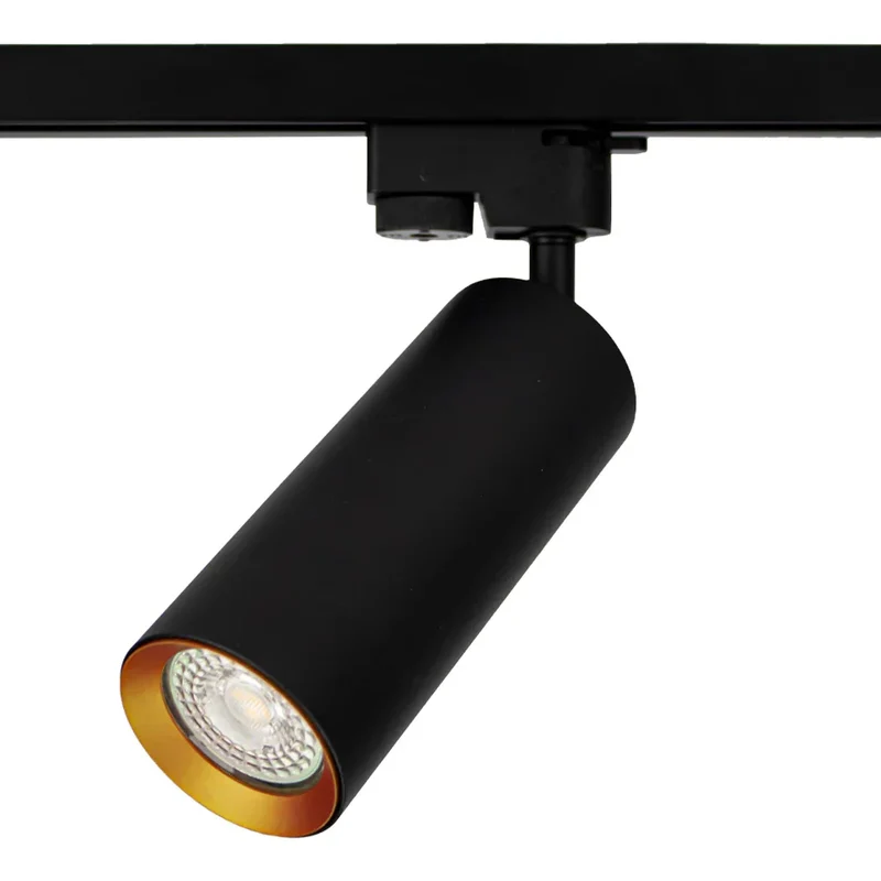LED 1-Phasen-Schienenstrahler | GU10-Fassung | Schwarz mit Gold innen