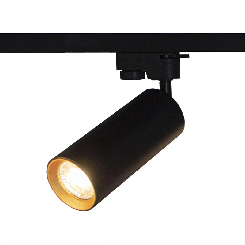 LED 1-Phasen-Schienenstrahler | GU10-Fassung | Schwarz mit Gold innen
