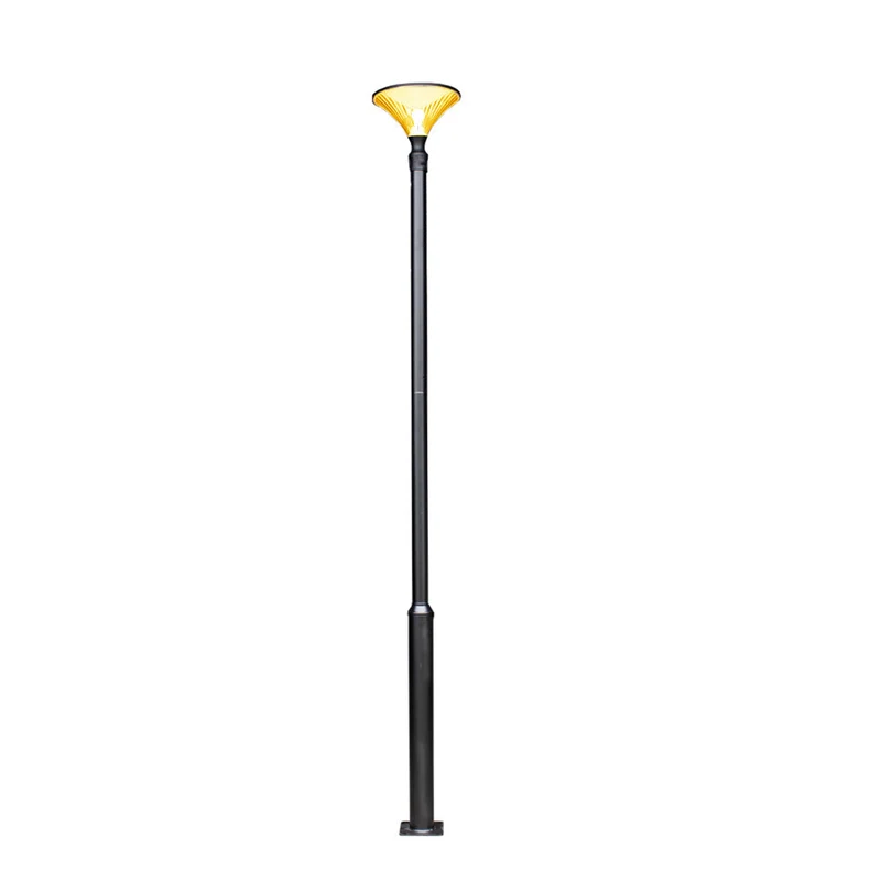 Moderner Laternenpfahl – Lichtmast | Komplett | 3 Meter | Schwarz | Runder Lampenschirm