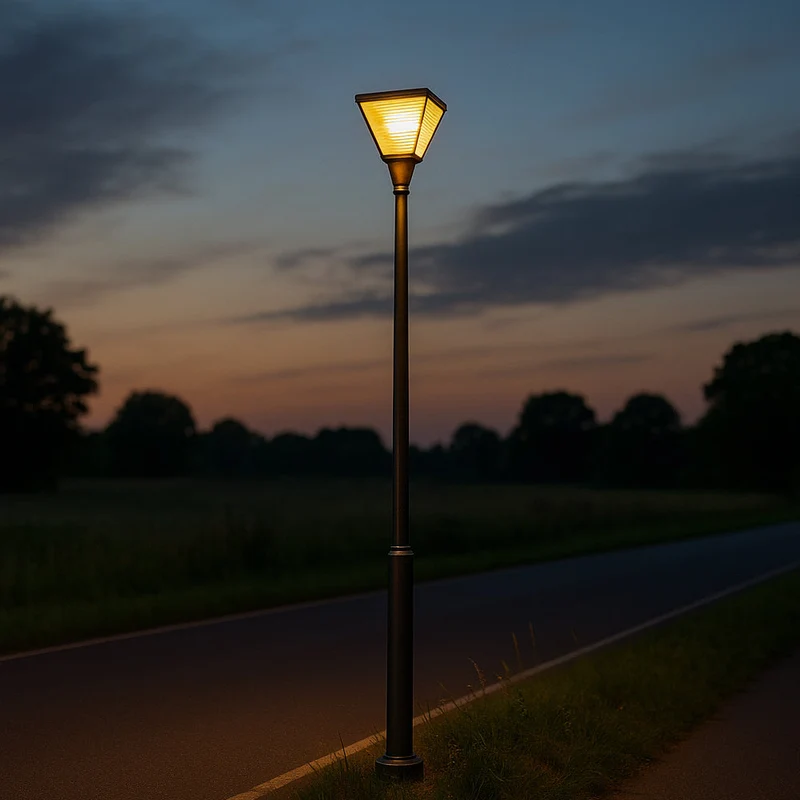 Moderner Laternenpfahl – Lichtmast | Komplett | 3 Meter | Schwarz | Quadratischer Lampenschirm