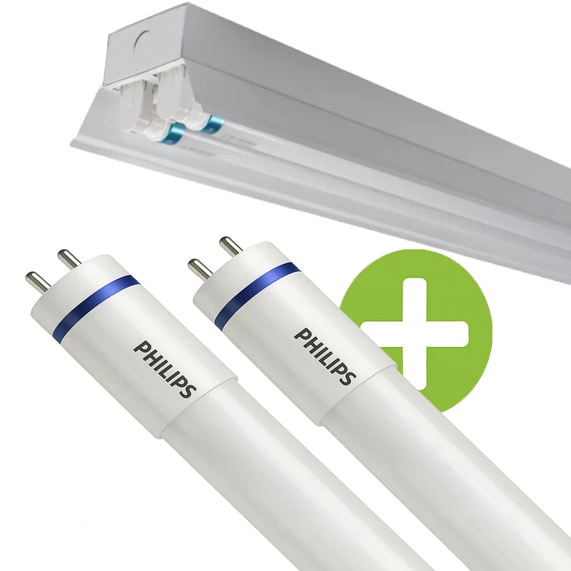 PHILIPS | LED TL Leuchte | Reflektor | IP22 | 150cm | Doppelt | Inkl. 2x PHILIPS MASTER Ultra T8 Röhre 21,7W