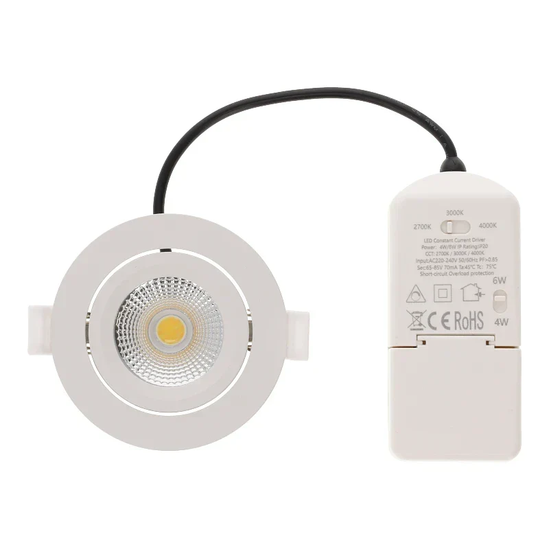 Set | 6x LED-Einbaustrahler | VARDA | 6 W | Farbtemperaturschalter | Rund | Weiß | Geringe Einbautiefe