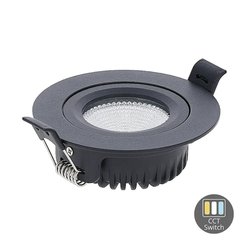 Set | 6x LED-Einbaustrahler | VARDA | 6 W | Farbtemperaturschalter | Rund | Schwarz | Geringe Einbautiefe