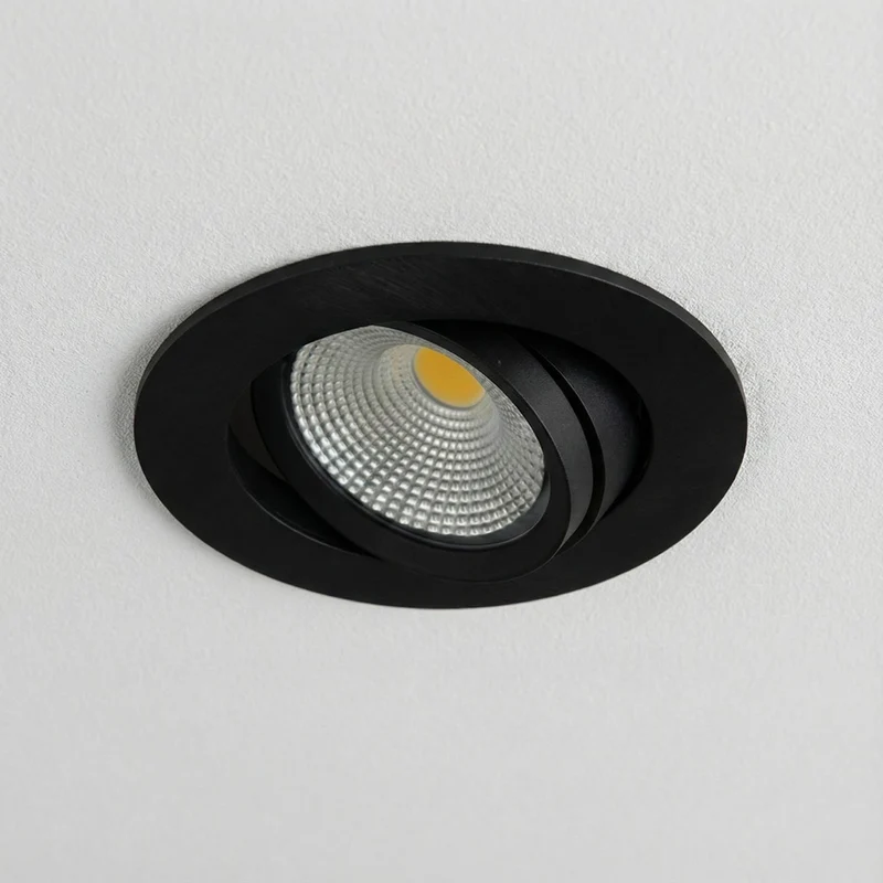 LED Einbaustrahler | VARDA | 6W | CCT Schalter | Rund | Schwarz | Geringe Einbautiefe