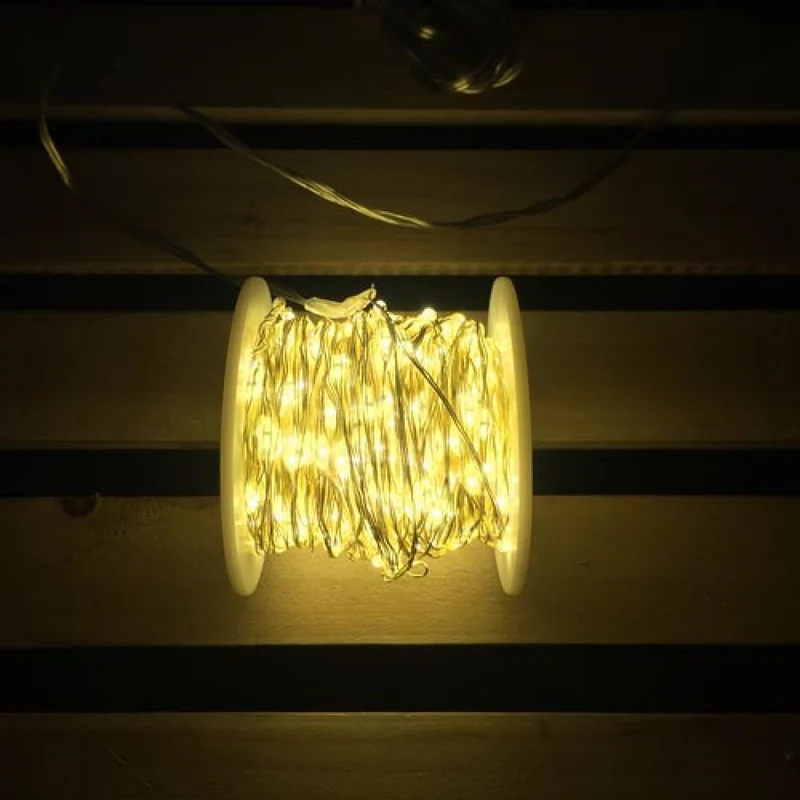 LED Micro-Lichterkette, warmweiß, 15 Funktionen, Timer, batteriebetrieben, IP44