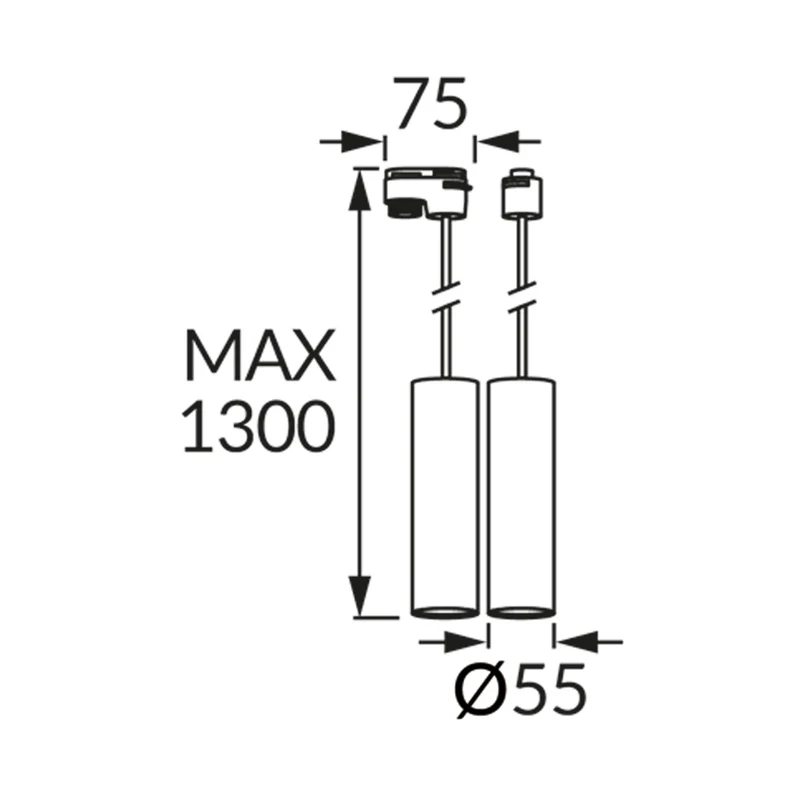 1-Phasen Pendelleuchte 30cm mit GU10 Fassung | Weiß | 1 Meter