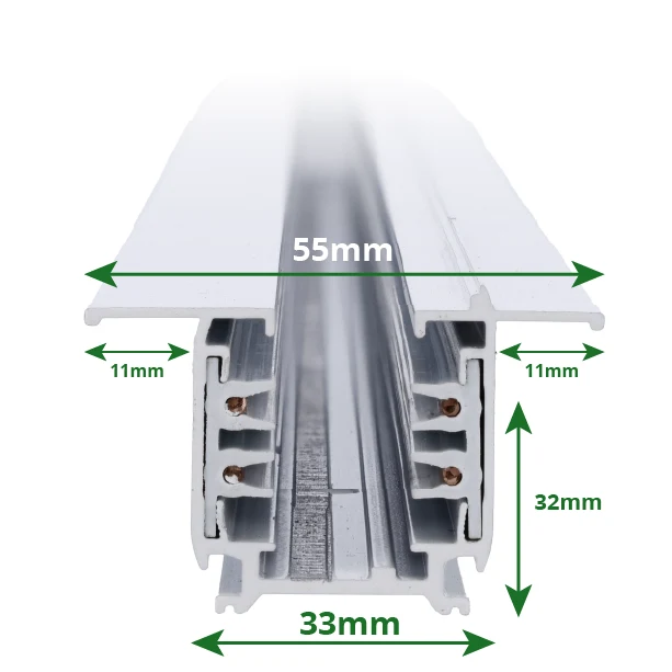 3-Phasen-Schiene | Unterputz | 100 cm | Schwarz