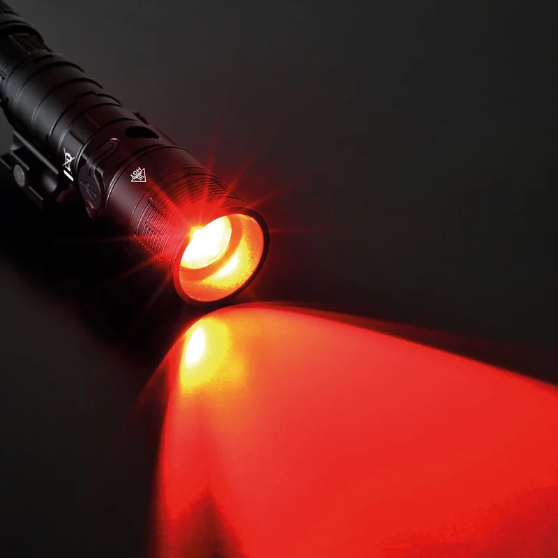 LED-Militärtaschenlampe | Wiederaufladbar | 10 W | 1000 Lumen | 5000 K | IP66 | mit Rotlichtfunktion