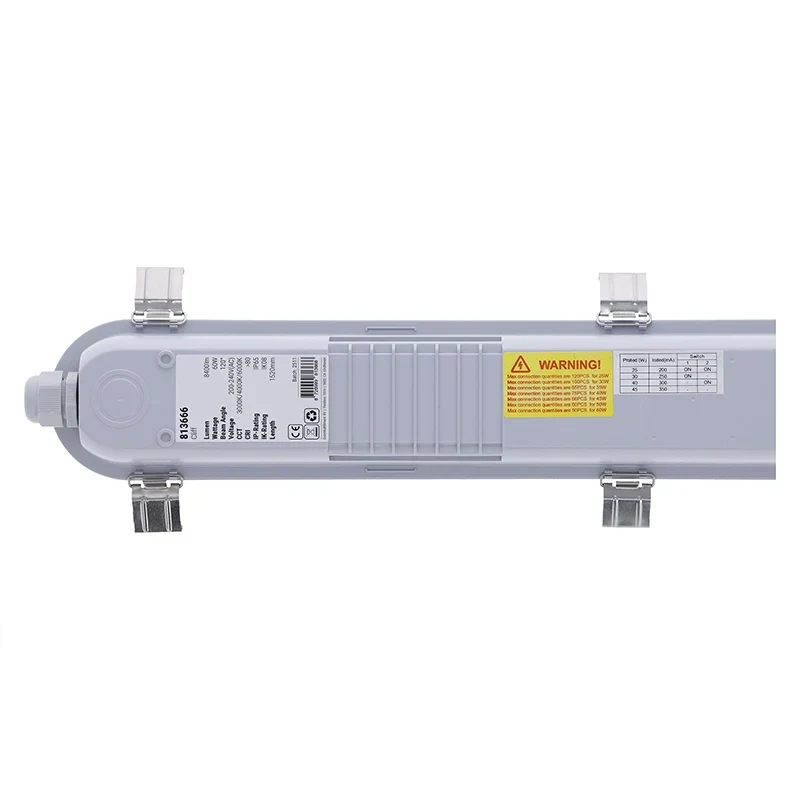 LED-Batten TL Leucht | CLIFF | 150 cm | 35W-40W-50W-60W Watt schalter | CCT-Schalter | IP65 | Weiß | Philips Treiber