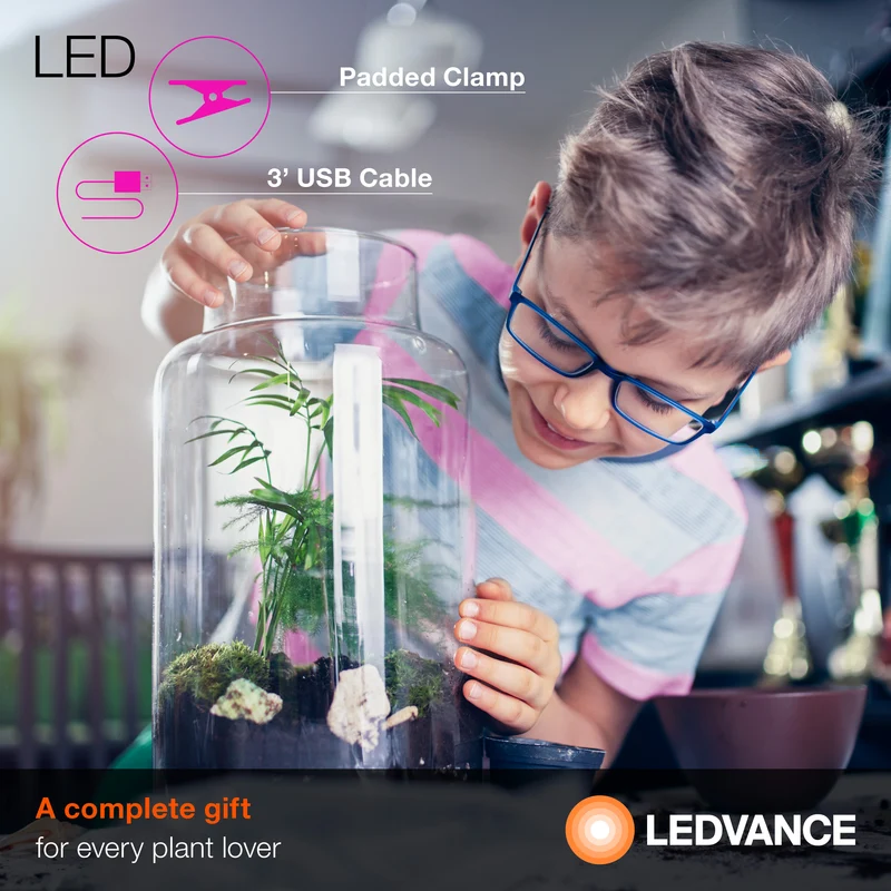 LEDVANCE Full Spectrum Gooseneck LED Indoor Plant Grow Light, 9W, Dimmable, 3000K, with Smart Control and 3' USB Power Cord - 1 Pk