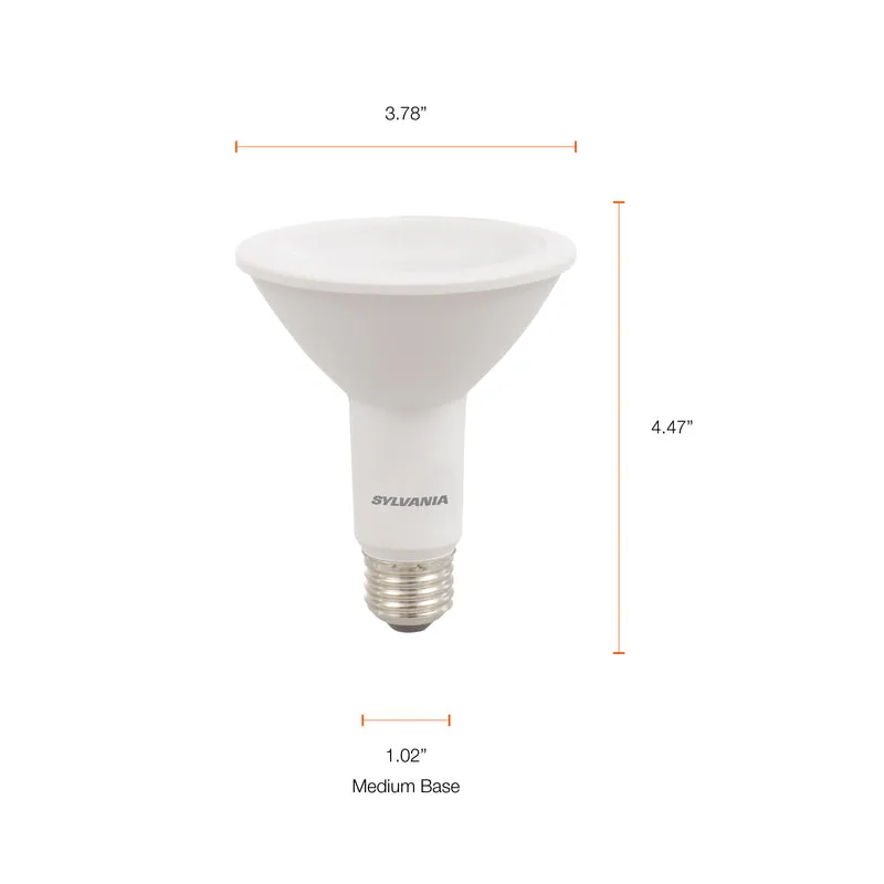 SYLVANIA LED PAR30 Flood Light Bulb, 65W = 9W, 10 Year, Non-Dimmable, 800 Lumens, 3000K, Warm White - 2 Pk