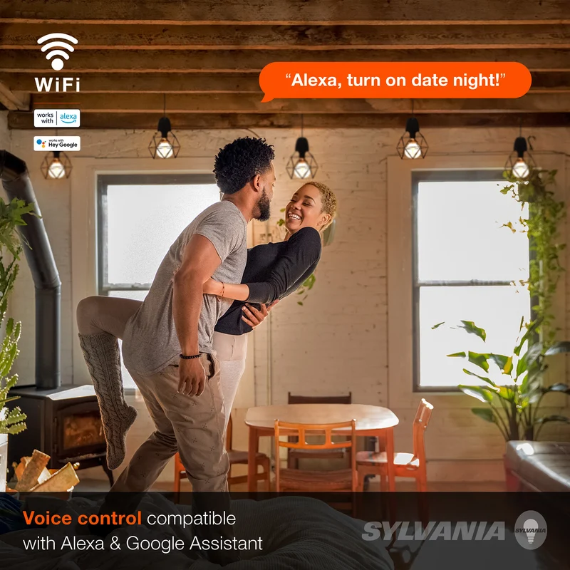 SYLVANIA Wifi LED Smart G25 Light Bulb, 5W, with Filament, for Alexa / Google Assistant, Energy Star, Clear, 2700K, Soft White - 1 PK