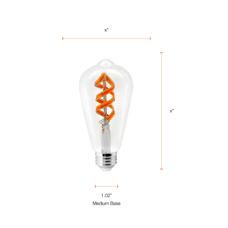 SYLVANIA Wifi LED Smart ST19 RGBW Color and Amber Finish Filament Light Bulb, 7W, for Alexa / Google Assistant, 2000K, No Hub Required, Clear - 1 PK